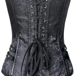 DISCOBOLE Corset Gothique En Tissu Brocarde Noir -Vêtements Gothiques 02 900