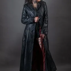 DISCOBOLE Long Manteau Gothique Cuir Femme