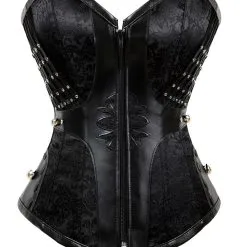 DISCOBOLE Corset Gothique En Tissu Brocarde Noir