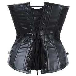 DISCOBOLE Corset Gothique En Tissu Brocarde Noir 7 DISCOBOLE Corset Gothique En Tissu Brocarde Noir -Vêtements Gothiques 1213 900