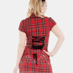 Robe Punk H&R LONDON 'red Bondage' 7 Robe Punk H&R LONDON 'red Bondage' -Vêtements Gothiques 14364471230321 redblacktartan 2 900