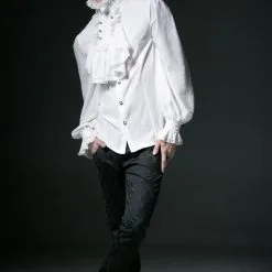 Chemise Gothique Blanche à Jabot PUNK RAVE -Vêtements Gothiques 1z3a8564