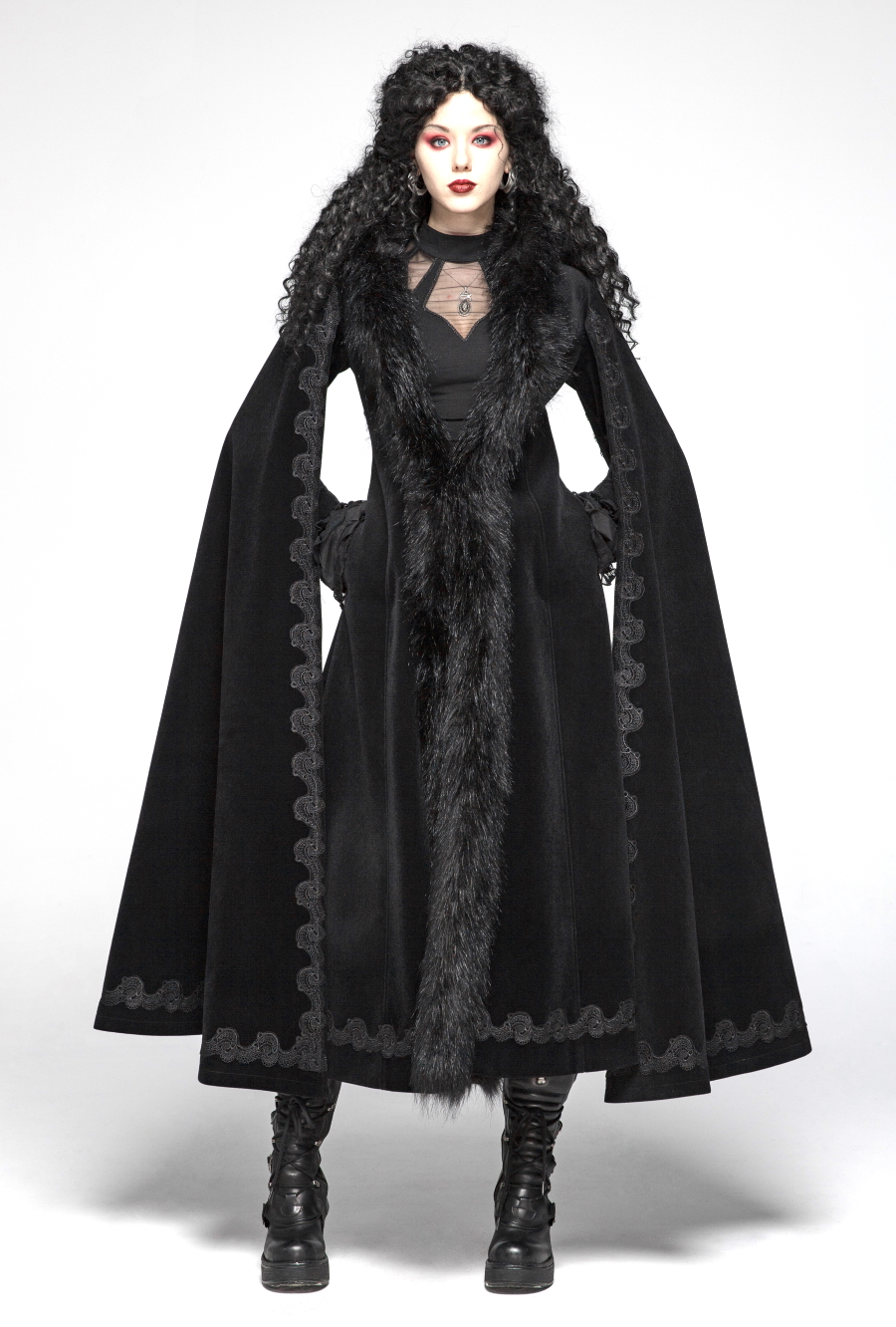 Long Manteau Gothique Punk Rave 'Goth Queen' 5 Long Manteau Gothique Punk Rave 'Goth Queen' – Image 3