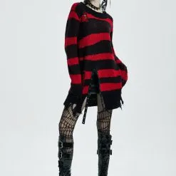 Pull Oversize PUNK RAVE 'red Moon' -Vêtements Gothiques 2608039064202503580502637 900