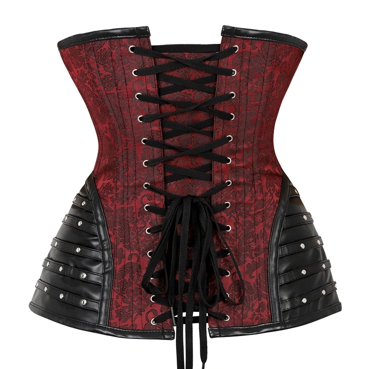 DISCOBOLE Corset Rock Gothique Rouge 7 DISCOBOLE Corset Rock Gothique Rouge – Image 5