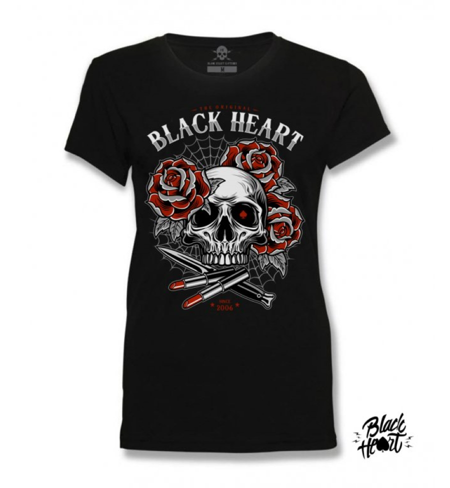 T-shirt Femme BLACK HEART 'lipstick Skull' 3 T-shirt Femme BLACK HEART 'lipstick Skull'