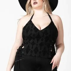 Top KILLSTAR 'Aria' -Vêtements Gothiques aria flocked halter top plus w d x1600 900