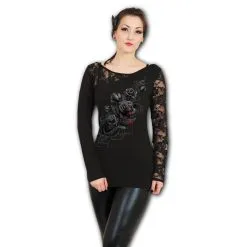 Haut SPIRAL 'Fatal Attraction' -Vêtements Gothiques attraction fatale dentelle 1 epaule noir normal 900