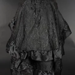 DISCOBOLE Longue Jupe Gothique à Volants -Vêtements Gothiques black brocade layer bustle skirt 2 900