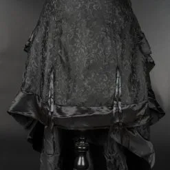 DISCOBOLE Longue Jupe Gothique à Volants -Vêtements Gothiques black brocade layer bustle skirt 3 900