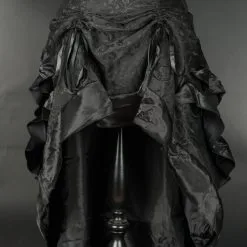 DISCOBOLE Longue Jupe Gothique à Volants -Vêtements Gothiques black brocade layer bustle skirt 900