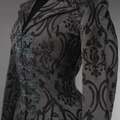 DISCOBOLE Manteau DRACULA CLOTHING 'Ives Coat' -Vêtements Gothiques black brocade long ives coat 2 900