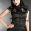 DISCOBOLE Chemisier Gothique Manches Courtes -Vêtements Gothiques black laced blouse 111 900