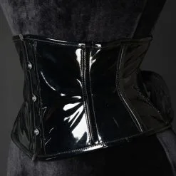 DISCOBOLE Serre-taille Gothique PVC Noir -Vêtements Gothiques black pvc waist cincher 2 900