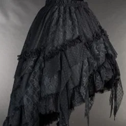 DISCOBOLE Jupe Gothique à Volants -Vêtements Gothiques black ruffle skirt 2 900