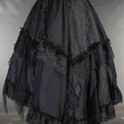 DISCOBOLE Jupe Gothique à Volants -Vêtements Gothiques black ruffle skirt 3 900