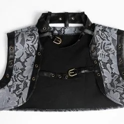 DISCOBOLE Corset Gothique Gris Et Sa Mini Cape -Vêtements Gothiques c03a gray 3