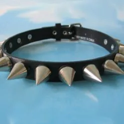 DISCOBOLE Collier Gothique En Cuir Clouté