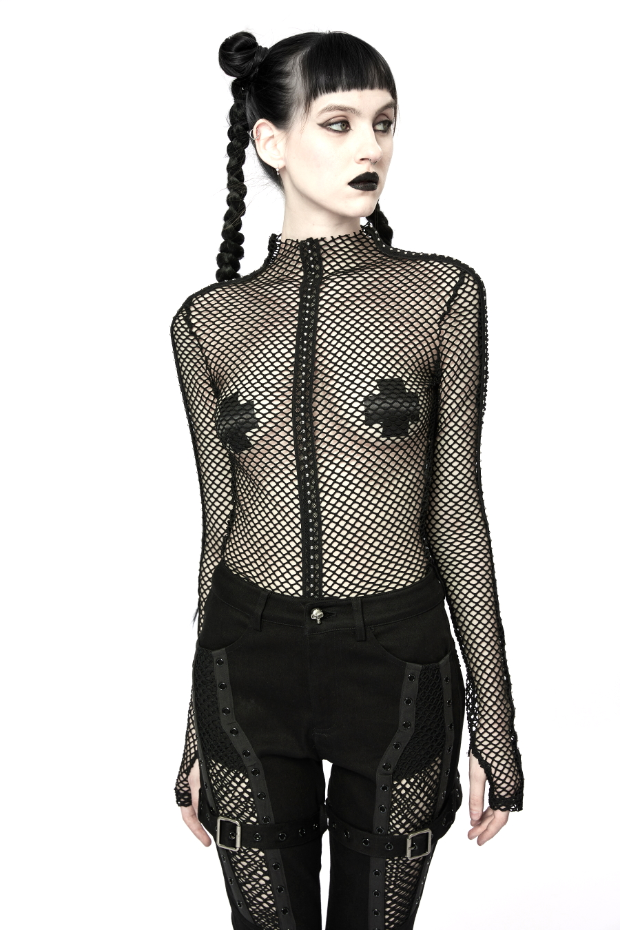 Haut Gothique PUNK RAVE En Tissu Mesh 4 Haut Gothique PUNK RAVE En Tissu Mesh – Image 2