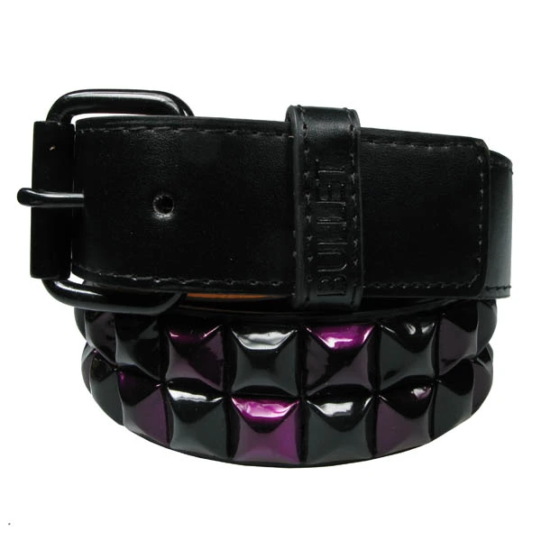 DISCOBOLE Ceinture Clous Pyramide Noir Et Violet 3 DISCOBOLE Ceinture Clous Pyramide Noir Et Violet