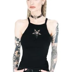 Top Noir RESTYLE 'pentagramme' -Vêtements Gothiques eng pl black womens top triple goddess 1874 7 900