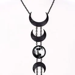 Pendentif RESTYLE 'black Lunar' -Vêtements Gothiques eng pl crescent long pendant occult jewellery luna lunar black necklace 1714 2 900