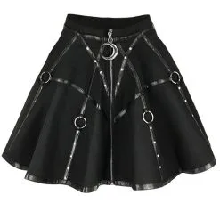 Jupe RESTYLE 'black Circle Moon' -Vêtements Gothiques eng pl gothic black short moon mistress skirt 2052 1 900