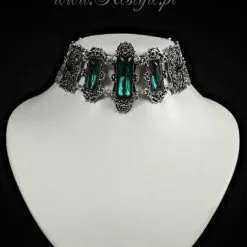 Collier Gothique Victorien RESTYLE Vert -Vêtements Gothiques eng pl gothic choker victorian necklace rectangle stones vivian mint 1164 2 900