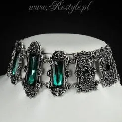 Collier Gothique Victorien RESTYLE Vert -Vêtements Gothiques eng pl gothic choker victorian necklace rectangle stones vivian mint 1164 5 900