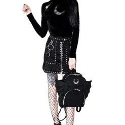Jupe Suède RESTYLE 'Occulte Fashion' -Vêtements Gothiques eng pl studded suede skirt black gothic short skirt 1977 8 900