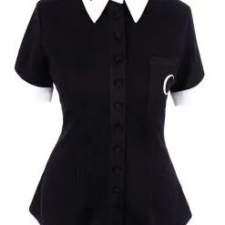 Chemisier Occulte Manches Courtes RESTYLE -Vêtements Gothiques eng pl white collar with embroidery gothic blouse moon child shirt 1605 9 900