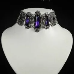 Collier Gothique Victorien RESTYLE Violet 7 Collier Gothique Victorien RESTYLE Violet -Vêtements Gothiques eng pm gothic choker victorian necklace rectangle stones vivian violet 1159 2 900