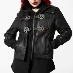 Veste Unisexe KILLSTAR 2 En 1 'Faustus' -Vêtements Gothiques faustus hood jacket b x1600 900