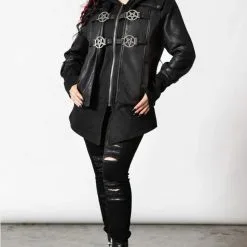 Veste Unisexe KILLSTAR 2 En 1 'Faustus' -Vêtements Gothiques faustus hood jacket c x1600 900