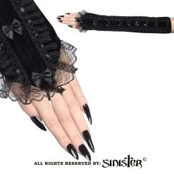 Mitaines Gothiques SINISTER En Velours Noir