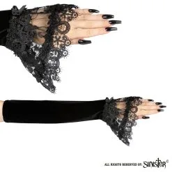 Mitaines Gothiques SINISTER En Velours Noir -Vêtements Gothiques g081 black velvet opera gloves by sinister 04 900