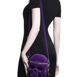 Sac Violet KILLSTAR 'grave Digger' -Vêtements Gothiques gravedigger velvet handbag plum b x1600 900