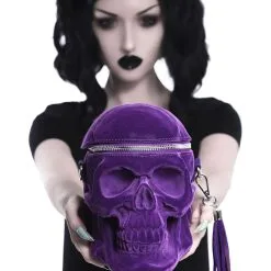 Sac Violet KILLSTAR 'grave Digger' -Vêtements Gothiques gravedigger velvet handbag plum d x1600 900