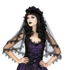 Voile Gothique SINISTER En Tulle 9 Voile Gothique SINISTER En Tulle -Vêtements Gothiques h030 black mesh gothic veil by sinister 02 900