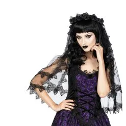 Voile Gothique SINISTER En Tulle 10 Voile Gothique SINISTER En Tulle -Vêtements Gothiques h030 black mesh gothic veil by sinister 03 900