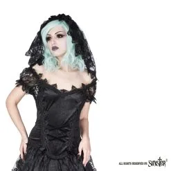 Voile Gothique SINISTER En Dentelle 9 Voile Gothique SINISTER En Dentelle -Vêtements Gothiques h056 black gothic lace veil by sinister 01 900