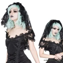Voile Gothique SINISTER En Dentelle 8 Voile Gothique SINISTER En Dentelle -Vêtements Gothiques h056 black gothic lace veil by sinister 900
