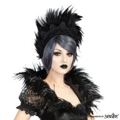 Diadème Gothique SINISTER En Velours 9 Diadème Gothique SINISTER En Velours -Vêtements Gothiques h062 black feather gothic headpiece by sinister 04 900