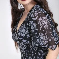 Robe Légère HELL BUNNY 'Lost Whispers' -Vêtements Gothiques hlb40189 lost whispers dress blk 03 900