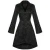 H&R London Veste Gothique Femme En Tissu Brocarde Noir -Vêtements Gothiques hr0303