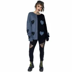 POIZEN INDUSTRIES Pull Femme Oversize VIXXSIN 'Lexia Jumper' -Vêtements Gothiques lexia jumper black grey heartless 6 900