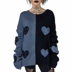POIZEN INDUSTRIES Pull Femme Oversize VIXXSIN 'Lexia Jumper' -Vêtements Gothiques lexia jumper black grey heartless 900