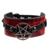 DISCOBOLE Bracelet Cuir Rouge Pentagramme 2 DISCOBOLE Bracelet Cuir Rouge Pentagramme -Vêtements Gothiques lsf157 900