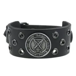DISCOBOLE Bracelet Cuir Noir Sigil Of Lucifer