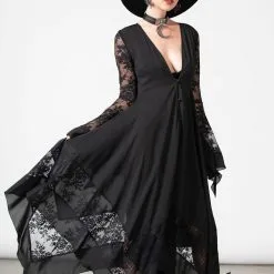 Robe Noire KILLSTAR 'Misty Night' -Vêtements Gothiques misty night maxi dress w c x1600 900